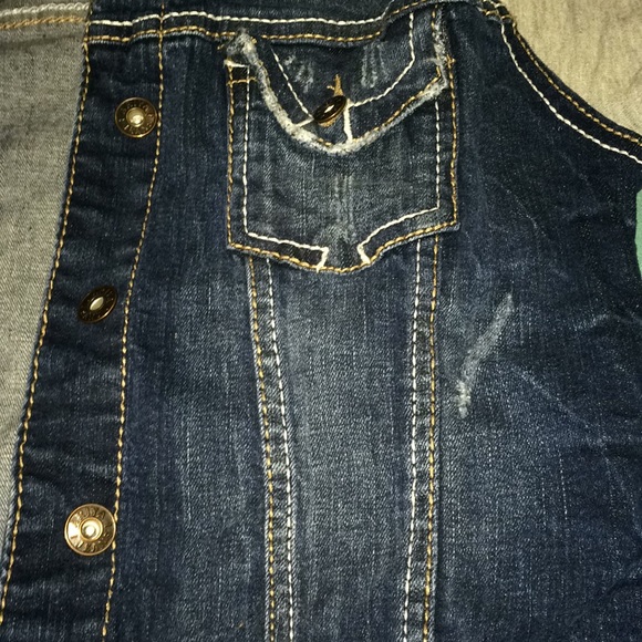 Jean jacket with grey sleeves and hoodie - Picture 2 of 5